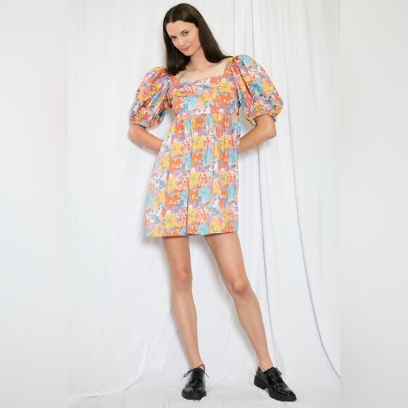 snow xue gao Dresses & Skirts - $290 Snow Xue Gao Designer Floral Printed Orange Babydoll Dress NEW Size 6